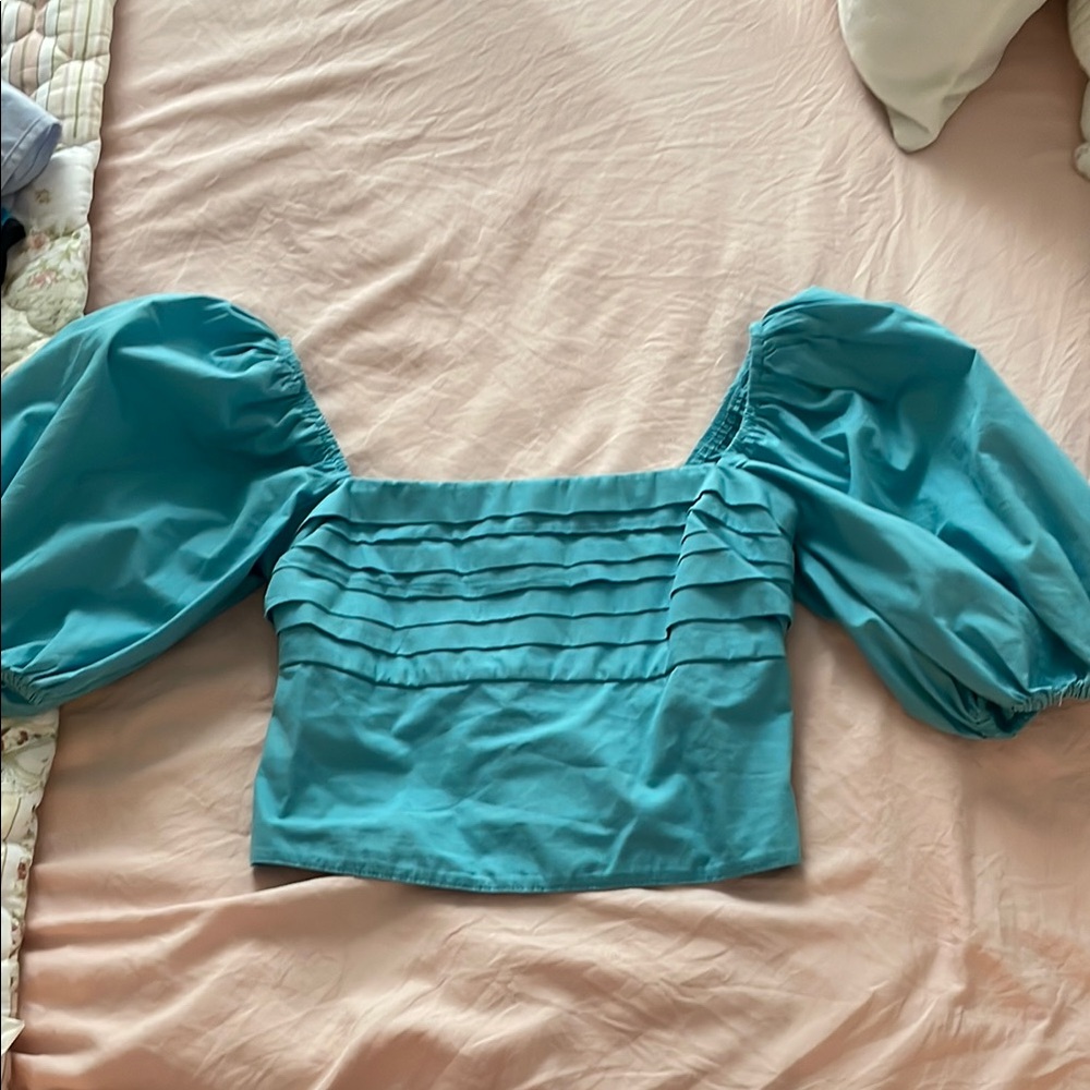 Abercrombie Blue Puff Sleeve Top